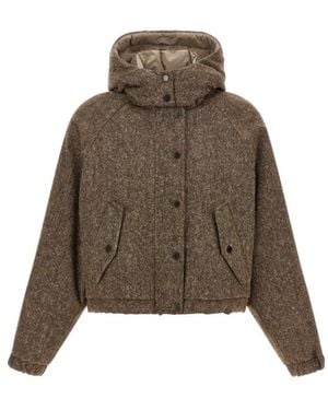 Brunello Cucinelli Long-Sleeved Down Jacket - Brown