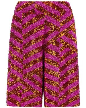 Dries Van Noten Pomy Bis Sequined Bermuda Shorts - Red