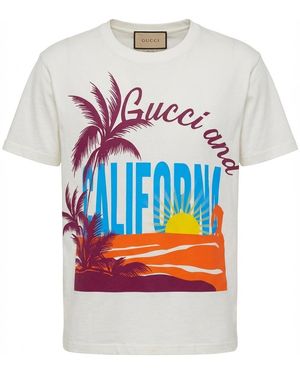 Gucci Graphic-Print Cotton T-Shirt - Grey