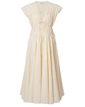 TOVE Ceres Gathered Cotton Midi Dress - Natural