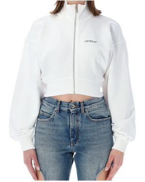 Off-White c/o Virgil Abloh Zip-Up High Neck Cropped Sweatshirt - Blue