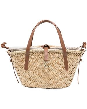 Coccinelle Logo Plaque Woven Tote Bag - Metallic