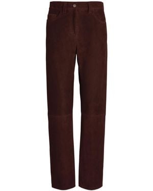 KHAITE Callum Straight-Leg Suede Trousers - Brown