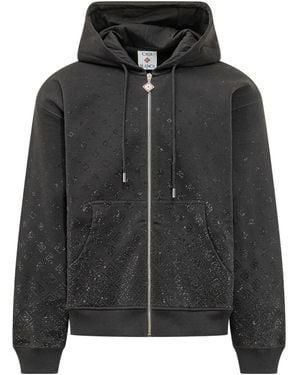 CASABLANCA Embellished Monogram Long Sleeved Sweatshirt - Black