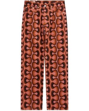 Dries Van Noten Pattern Denim Pants - Red