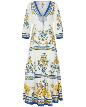 FARM Rio Floral Print V-Neck Maxi Dress - Blue