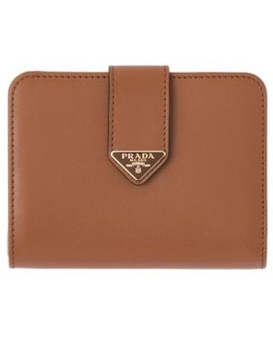 Prada Logo-Triangle Bi-Fold Wallet - Brown