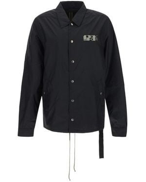 Rick Owens Chest Logo-Print Shirt Jacket - Blue