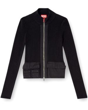 DIESEL M-Melissa Ribbed Zip-Front Top - Blue