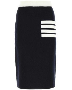 Thom Browne 4-Bar Knitted Midi Skirt - Black