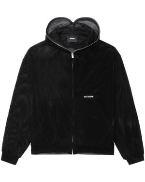 we11done Rhinestone-Embellished Tulle Jacket - Black