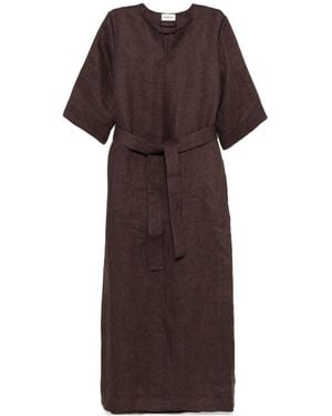 P.A.R.O.S.H. Linen Maxi Dress - Brown