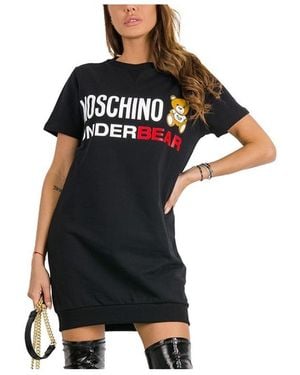 Moschino Bear Printed Short-Sleeved Dress - Black