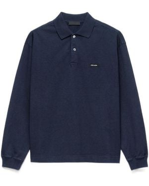 Prada Long-Sleeved Cotton Polo Shirt - Blue