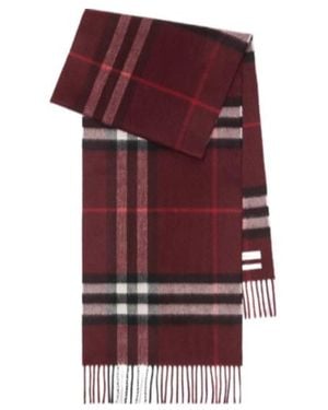 Burberry Checked Fringed-Edge Scarf - Red