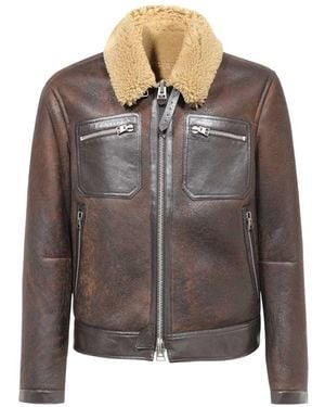 Tom Ford Zip-Up Leather Jacket - Brown