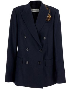 Dries Van Noten Double-Breasted Blazer - Blue