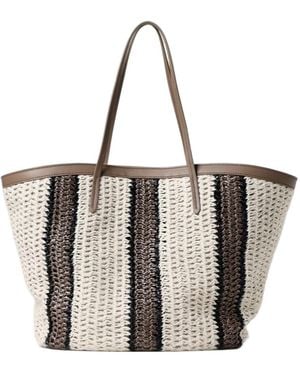 Brunello Cucinelli Striped Woven Tote Bag - Multicolor