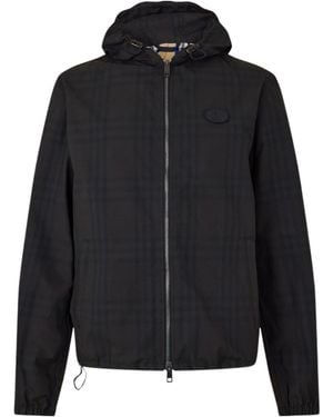 Burberry Plaid Hooded Windproof Jacket - Black