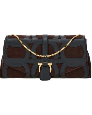 Ferragamo Front Flap Crossbody Bag (S) - Black