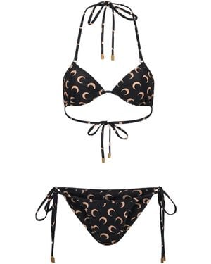 Marine Serre Moon Printed Two-Piece Jersey Bikini - White