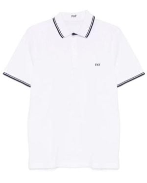 Fay Trimmed Collar Polo Shirt - White