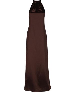 Alysi Halterneck Sleeveless Satin Maxi Dress - Purple