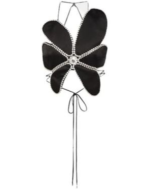 Area Crystal-Embellished Halterneck Top - Black