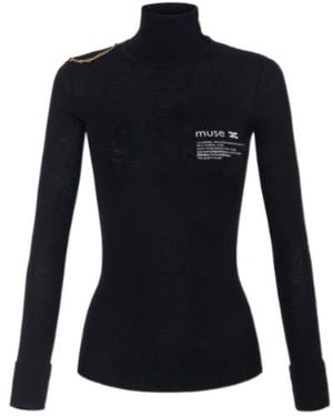 Elisabetta Franchi Turtleneck Knitted Top - Black