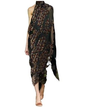 Dries Van Noten Patchwork Asymmetric Maxi Dress - Black