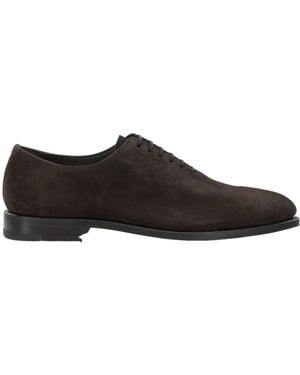 Ferragamo Suede Almond-Toe Lace-Up Shoes - Brown