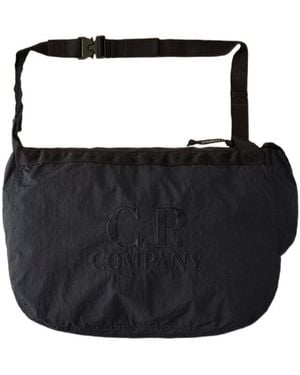 C.P. Company Plain Paper Touch Logo-Embroidered Shoulder Bag - Black