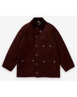 A.PRESSE Waxed-Canvas Corduroy-Collar Jacket - Red