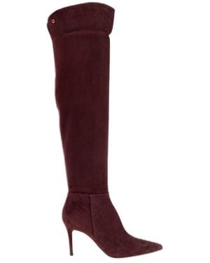 Gianvito Rossi 90Mm Jules Suede Pointed-Toe Boots - Red