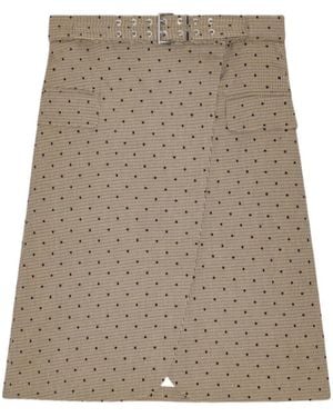 Ganni Flock Check Suiting Skirt - Brown