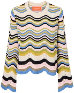 La DoubleJ Chevron-Pattern Cropped Sweater - Multicolor