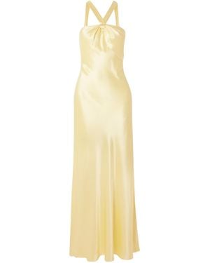RIXO London Losanna Satin Halterneck Maxi Dress - Metallic