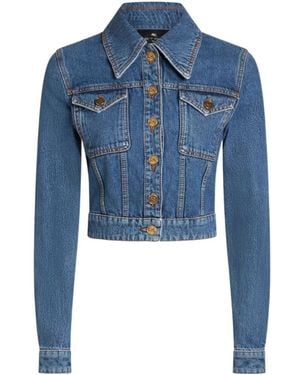 Etro Denim Cropped Jacket - Blue