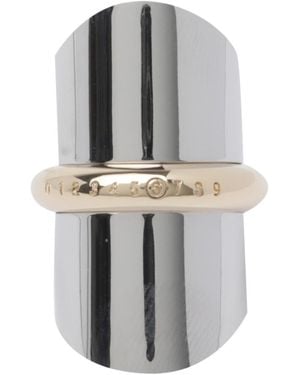 MM6 by Maison Margiela Two-Tone Number Logo Ring - Grey