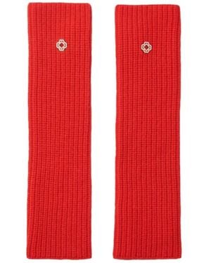 Maje Ribbed Knit Gloves - Red