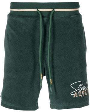 Autry Logo-Embroidered Cotton-Blend Track Shorts - Green