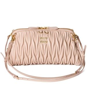 Miu Miu Caprice Matelassé Nappa Leather Clutch - Pink