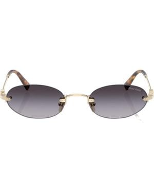 Miu Miu Eyewear Oval Frame Sunglasses - Metallic