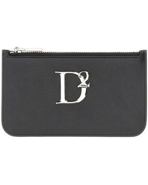 DSquared² Logo Plaque Zipped Wallet - Black