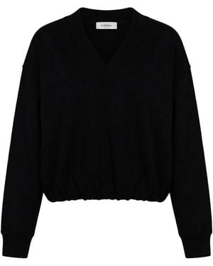 Sportmax Solid-Color V-Neck Long-Sleeve Sweatshirt - Black