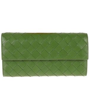 Bottega Veneta Woven Fold-Over Chained Shoulder Bag - Green