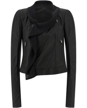 Rick Owens Scarf Embellished Biker Jacket - Black