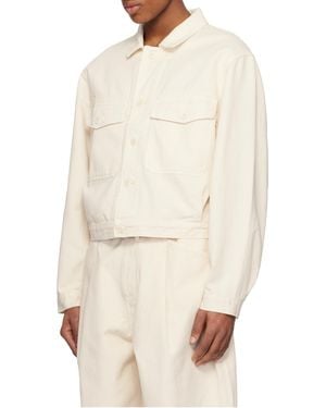 Lemaire Buttoned Cropped Denim Jacket - White