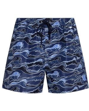 Paul Smith Wave-Print Swim Shorts - Blue