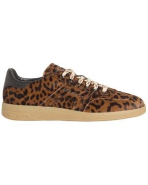 Santoni Dbs Oly Leopard-Print Trainers - Brown